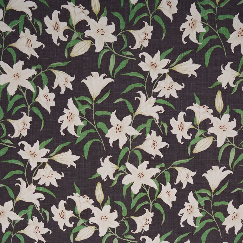 Schumacher Fabric 180302 Scattered Lilies Charcoal