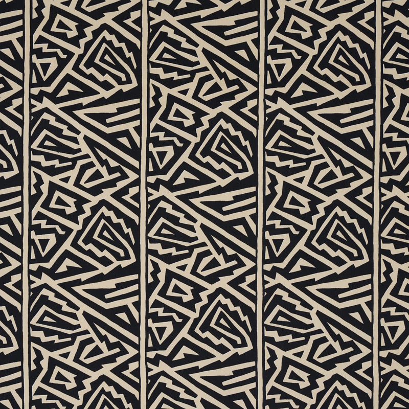 Schumacher Fabric 180320 Jagged Maze Black
