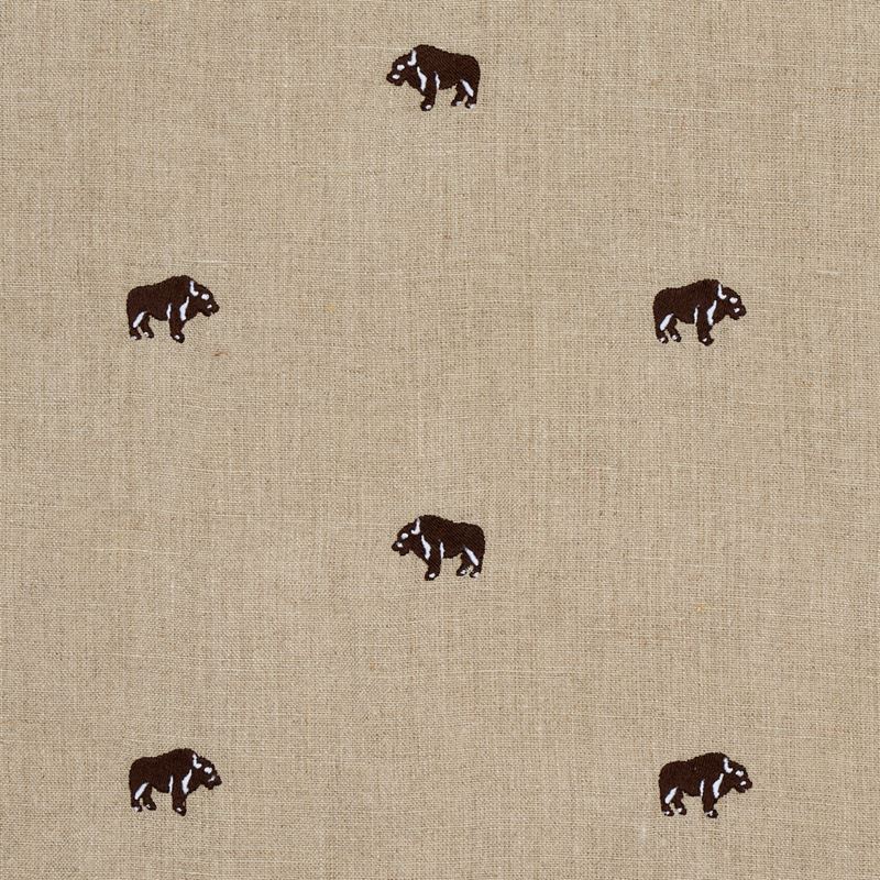 Schumacher Fabric 180450 Buffalo Embroidered Linen Natural