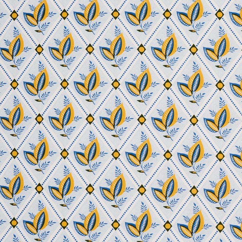 Schumacher Fabric 180572 Basile Trellis Yellow & Blue