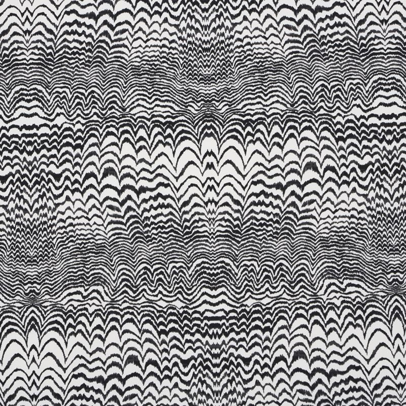 Schumacher Fabric 181052 Ink Wave Print Indoor/Outdoor Black