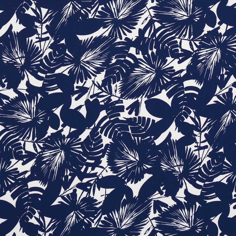 Schumacher Fabric 181070 Palisades Palm Print Indoor/Outdoor Indigo
