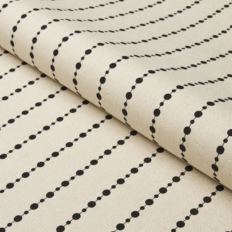 Schumacher Fabric 181430 Beaded Stripe Black and Cream