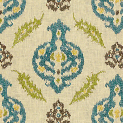 Lee Jofa Fabric 2012107.533 Kailar Linen Peacock/Lime