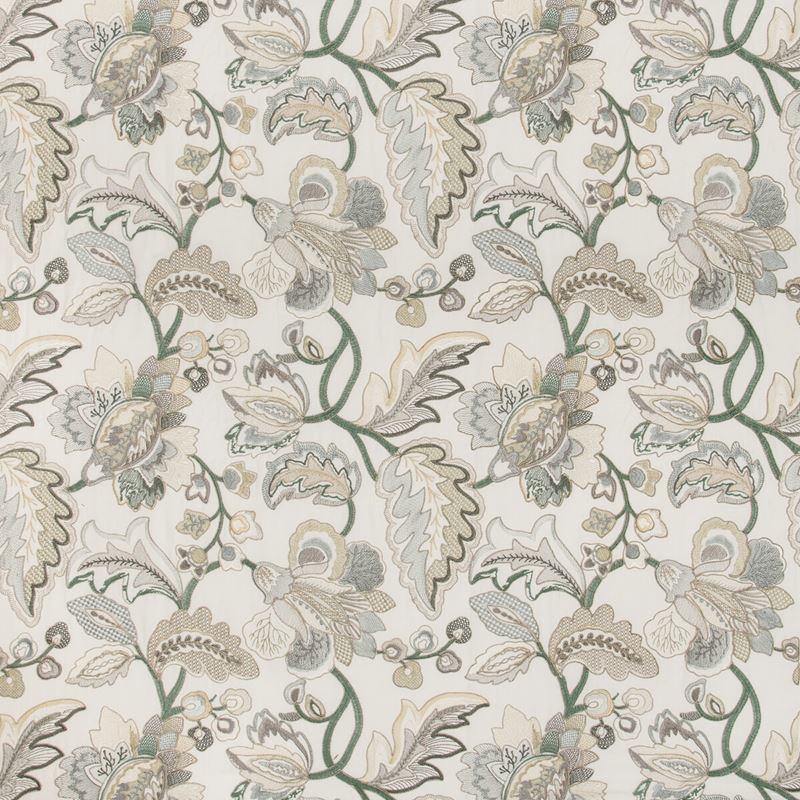 Lee Jofa Fabric 2019111.135 Orford Embroidery Leaf/Mist