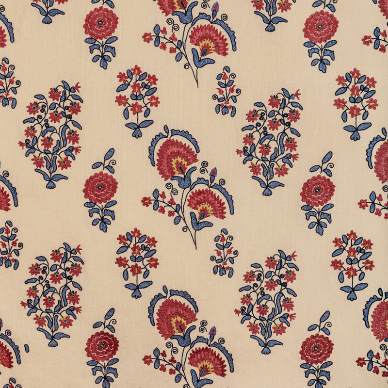 Lee Jofa Fabric 2022112.195 Mead Embroidery Red/Blue