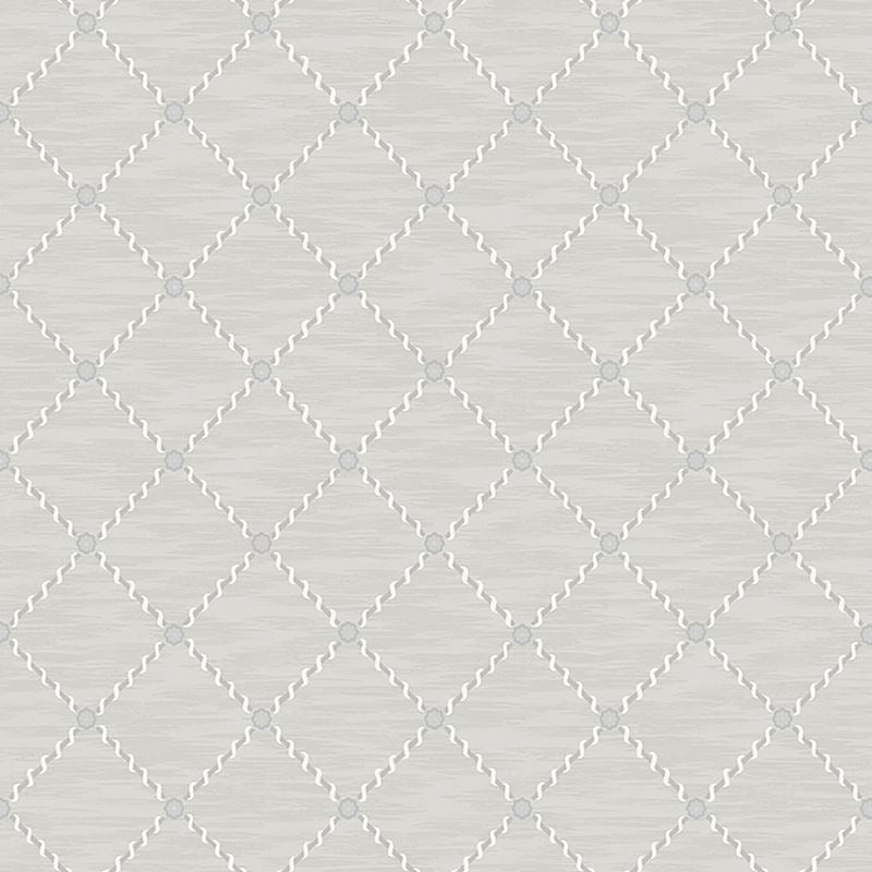 Schumacher Wallpaper 2266 Golden Trellis Grey and Silver