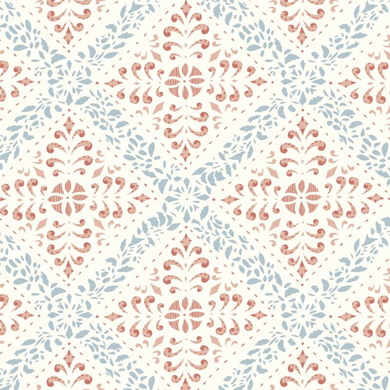Schumacher Wallpaper 4514 Nyborg Blue and Red