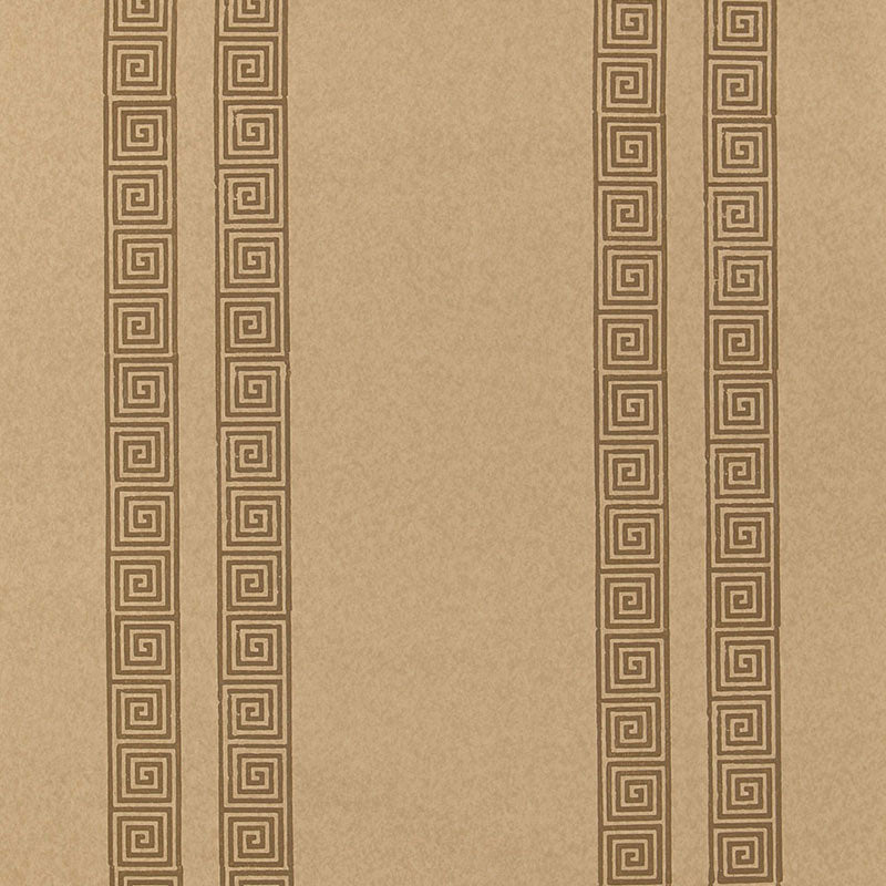 Schumacher Wallpaper 5005364 Greek Key Stripe Tabac