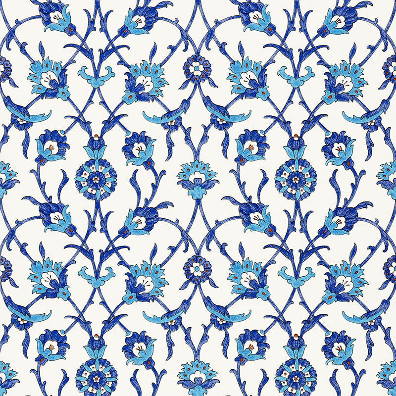 Schumacher Wallpaper 5006700 Sultan's Trellis Peacock - Inside Stores 