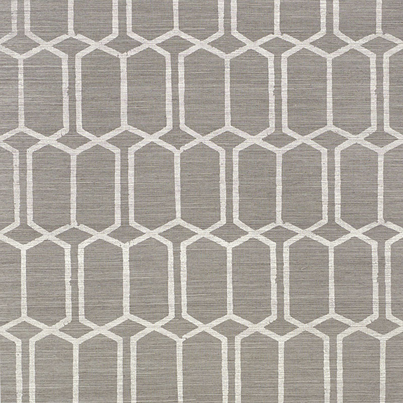 Schumacher Wallpaper 5010101 Modern Trellis Sisal Charcoal