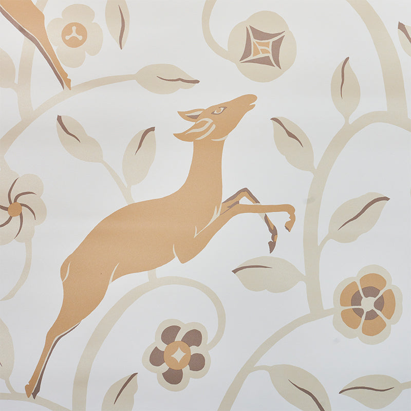 Schumacher Wallpaper 5010141 Les Gazelles Au Bois Vinyl Natural