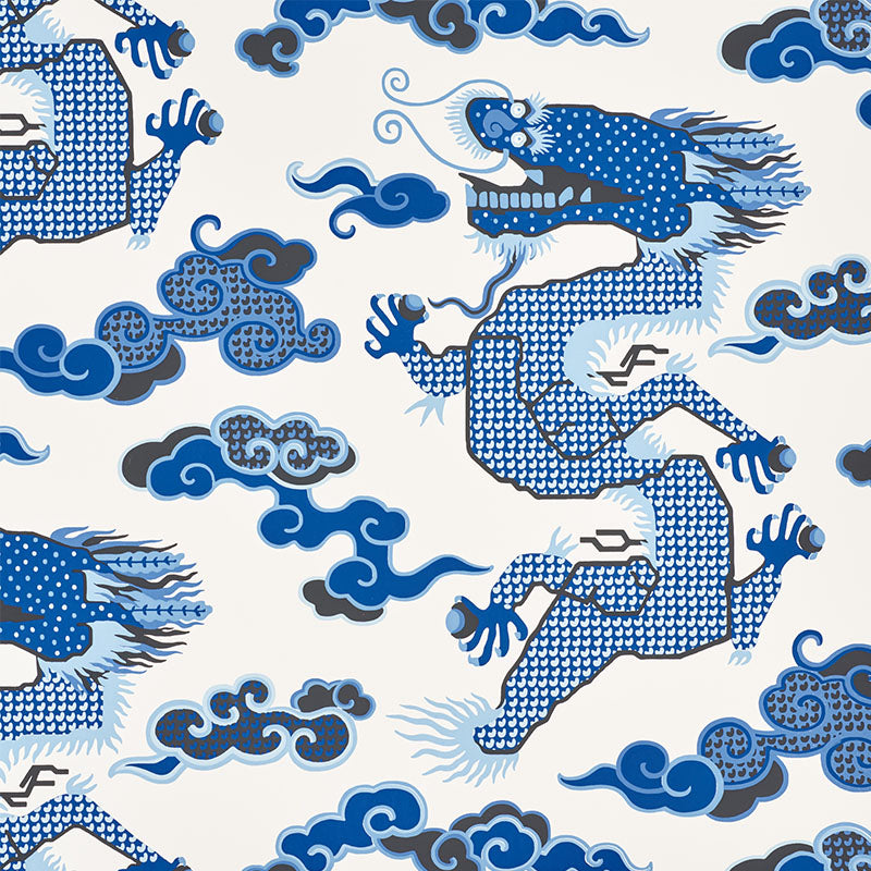 Schumacher Wallpaper 5010600 Magical Ming Dragon Porcelain