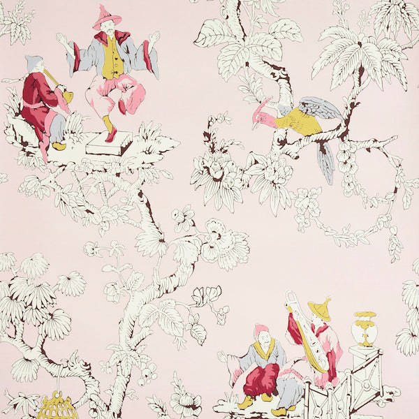 Schumacher Wallpaper 5011651 Chinoiserie Moderne Pink