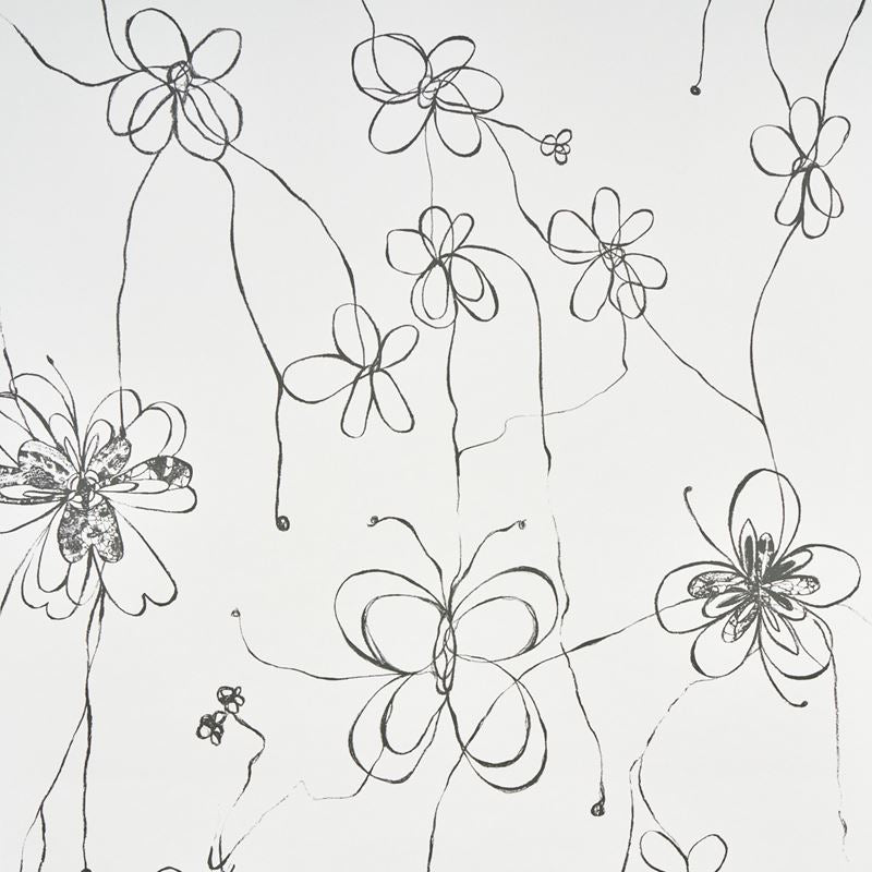 Schumacher Wallpaper 5014090 Come Back As A Flower Soft Black