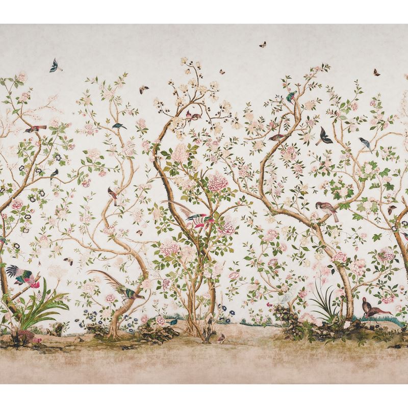 Schumacher Wallpaper 5015151 Les Oiseaux Panel Set Ivory