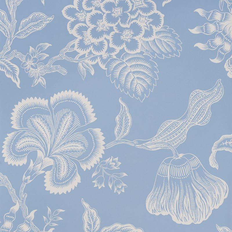 Schumacher Wallpaper 5015321 Hothouse Flowers Silhouette Bliss Blue