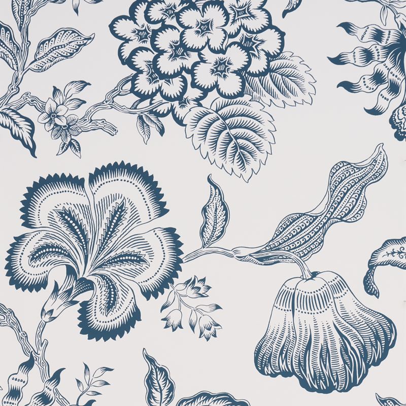 Schumacher Wallpaper 5015324 Hothouse Flowers Silhouette Peacock On White