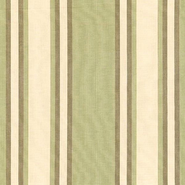 Schumacher Fabric 62983 Seneca Cotton Stripe Green Tea Mocha