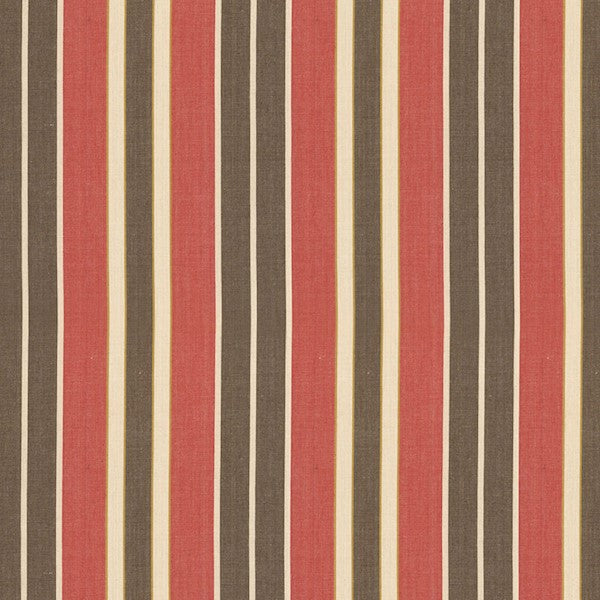 Schumacher Fabric 62994 Beacon Cotton Stripe Red Java Beige