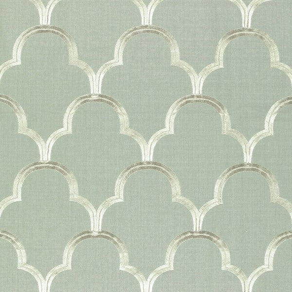 Schumacher Fabric 64320 Scallop Embroidery Mineral