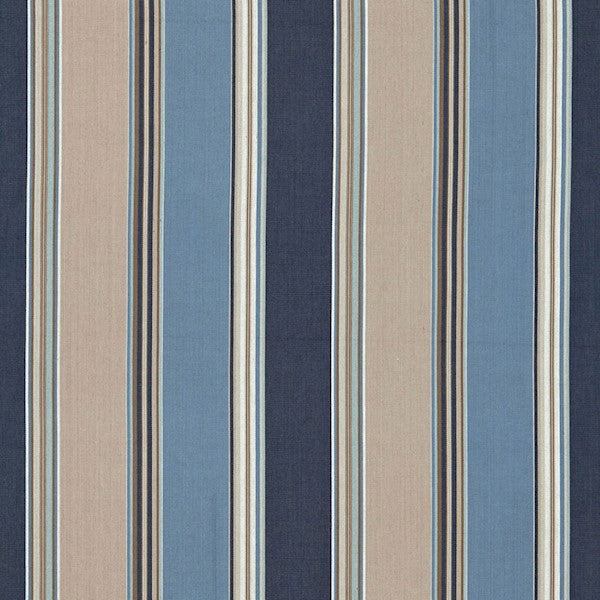 Schumacher Fabric 66002 Addison Cotton Stripe Indigo