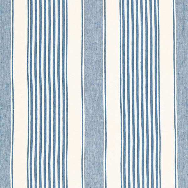 Schumacher Fabric 66090 Summerville Linen Stripe Ocean