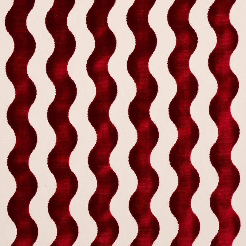 Schumacher Fabric 69427 The Wave Velvet Red