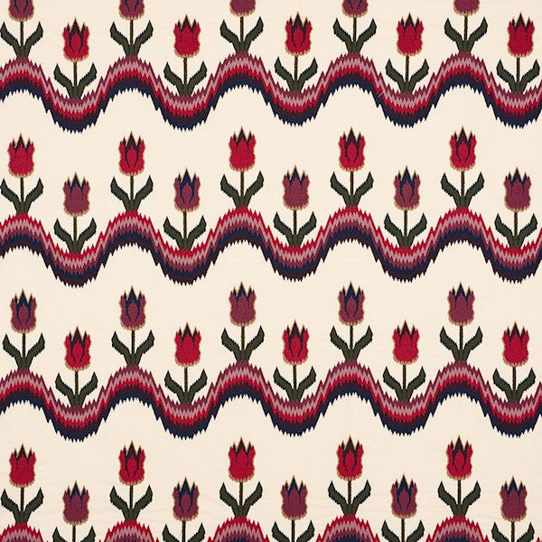Schumacher Fabric 70270 Tulip Flamestitch Embroidery Jewel