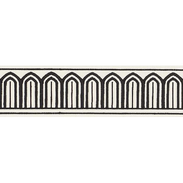 Schumacher Fabric Trim 70760 Arches Embroidered Tape Black On White