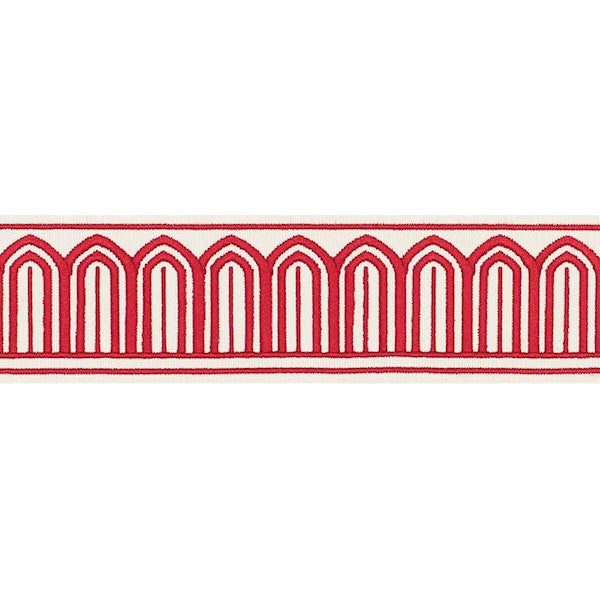 Schumacher Fabric Trim 70761 Arches Embroidered Tape Red