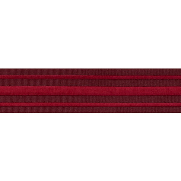 Schumacher Fabric Trim 70781 Military Stripe Tape Red On Burgundy