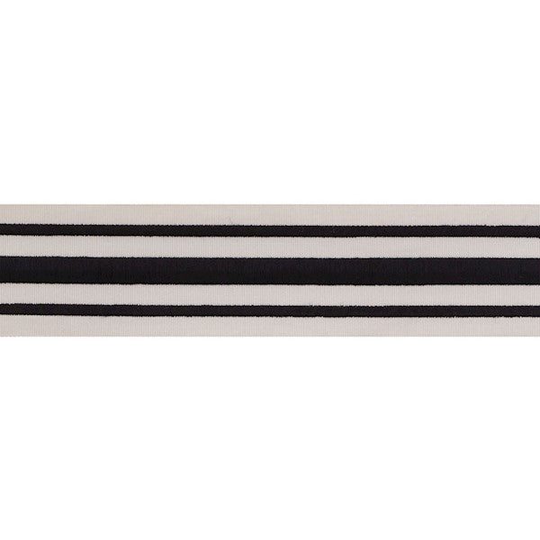 Schumacher Fabric Trim 70783 Military Stripe Tape Black On Ivory