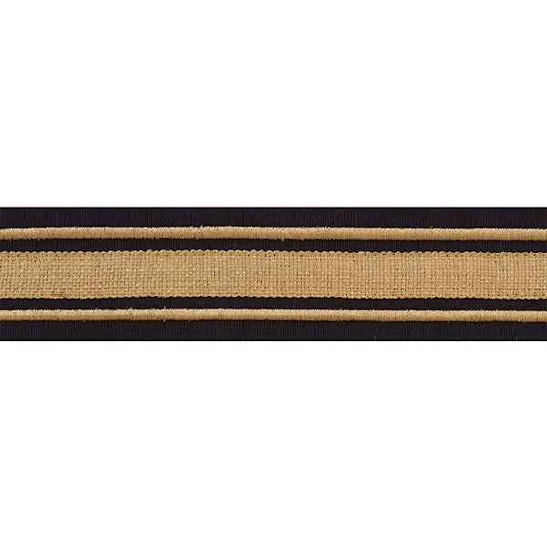Schumacher Fabric Trim 70784 Military Stripe Tape Gold On Black
