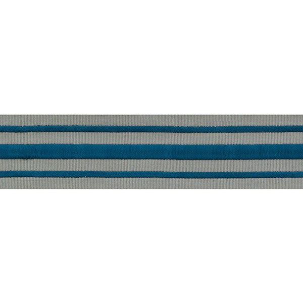 Schumacher Fabric Trim 70785 Military Stripe Tape Peacock On Celadon