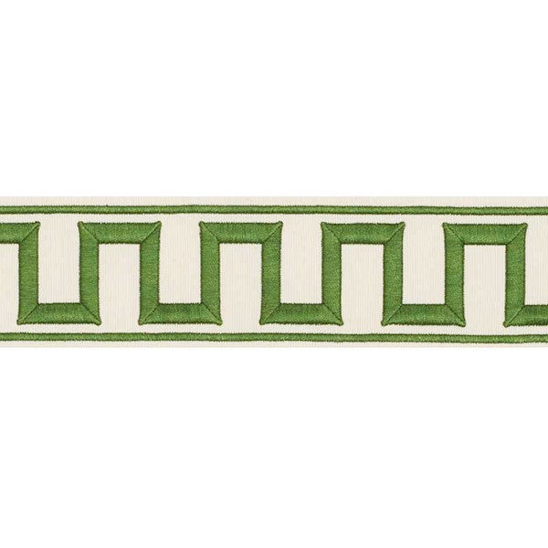 Schumacher Fabric Trim 70795 Greek Key Embroidered Tape Green