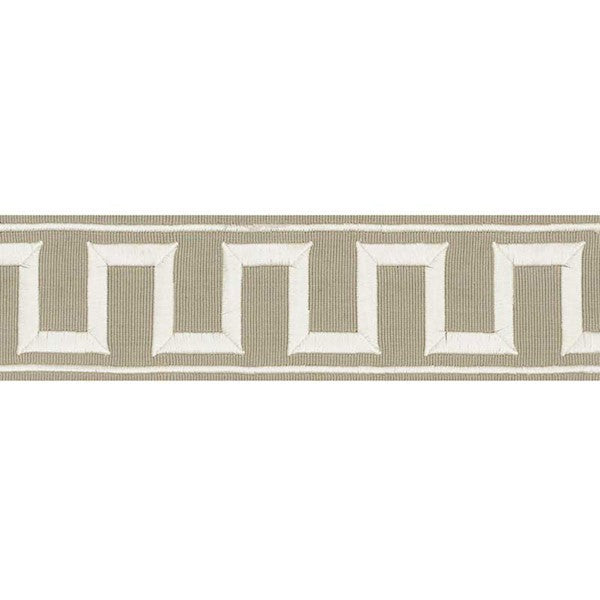 Schumacher Fabric Trim 70796 Greek Key Embroidered Tape Taupe