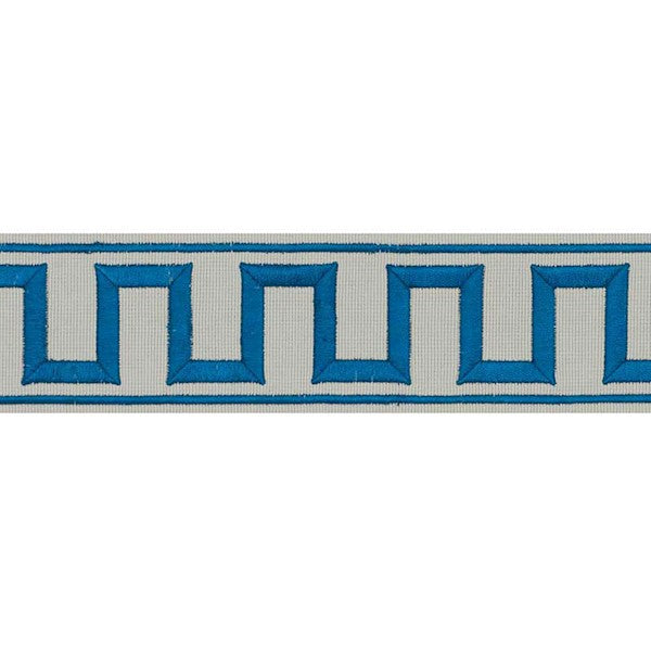 Schumacher Fabric Trim 70799 Greek Key Embroidered Tape Peacock & Mineral