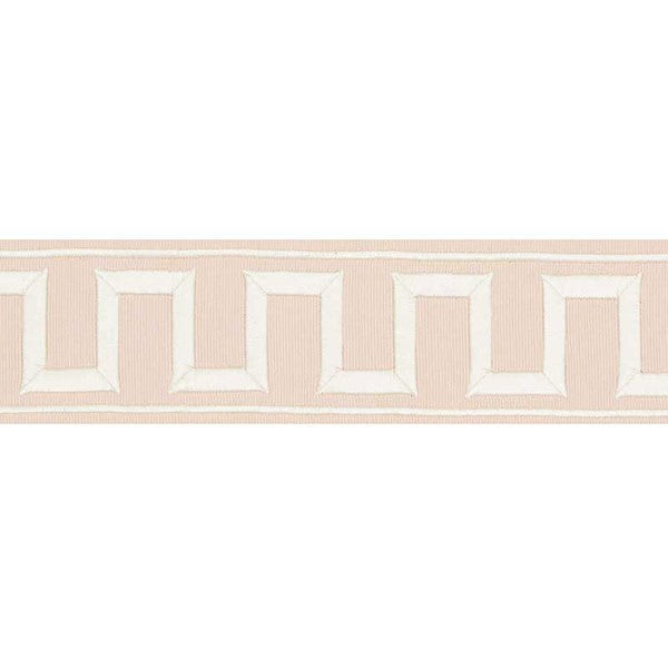 Schumacher Fabric Trim 70800 Greek Key Embroidered Tape Blush