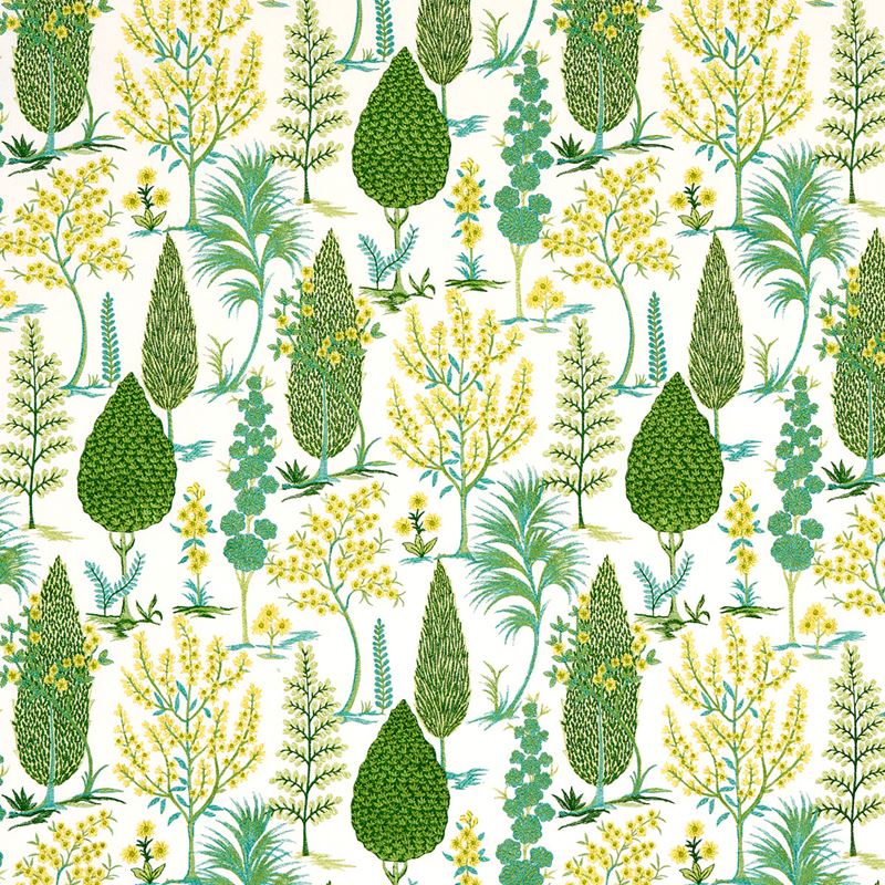 Schumacher Fabric 71472 Pandora Embroidery Green