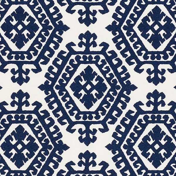 Schumacher Fabric 71941 Omar Embroidery Navy