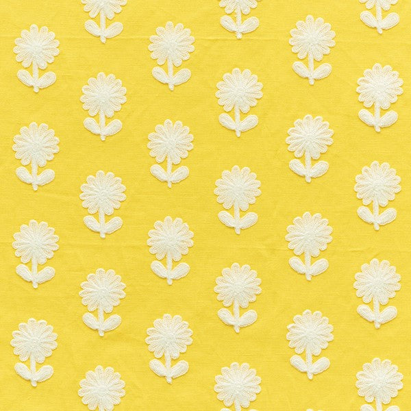 Schumacher Fabric 73480 Paley Embroidery Yellow