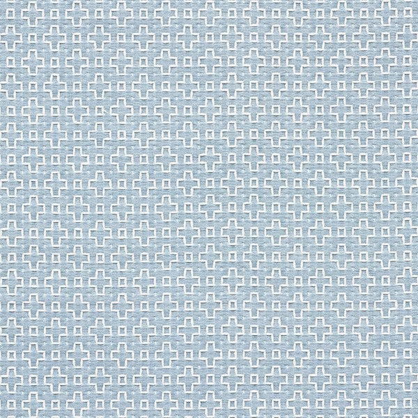 Schumacher Fabric 73563 Scout Embroidery Sky