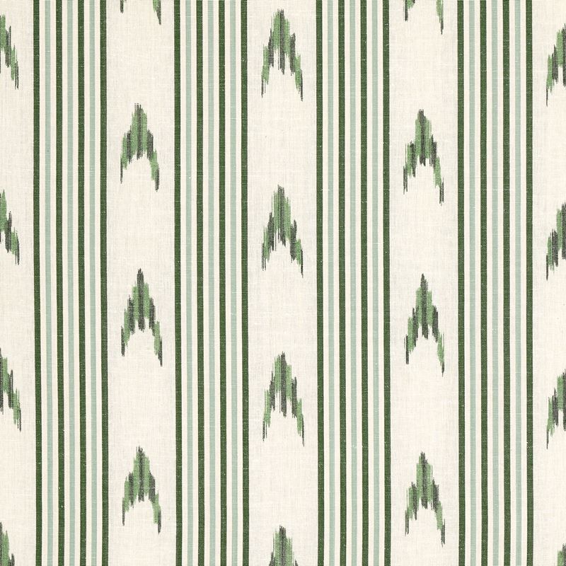 Schumacher Fabric 74224 Santa Barbara Ikat Leaf Green