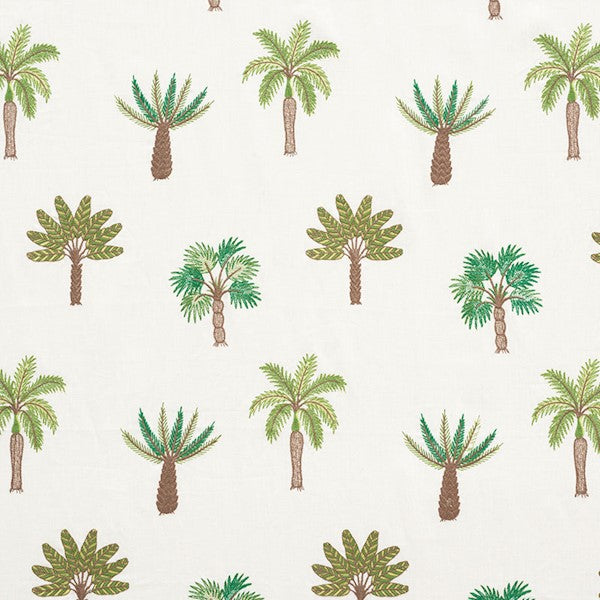 Schumacher Fabric 75300 Palmetto Beach Embroidery Green