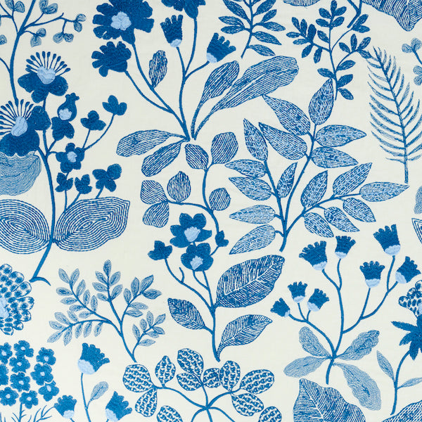 Schumacher Fabric 78311 Emaline Embroidery Blue