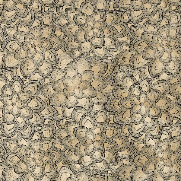 Schumacher Fabric 78340 Lotus Embroidery Gold