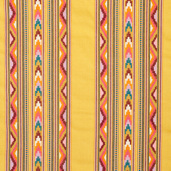 Schumacher Fabric 78391 Zarzuela Stripe Embroidery Saffron