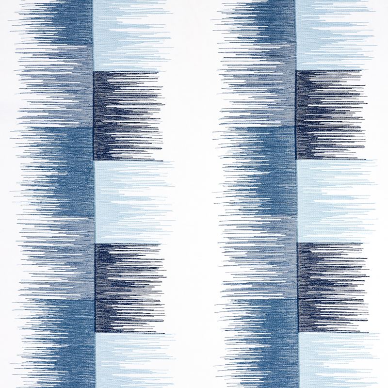 Schumacher Fabric 78404 Sunburst Stripe Embroidery Blue