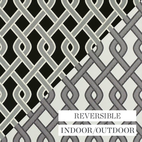 Schumacher Fabric 79571 Cleo Trellis Indoor/Outdoor Black